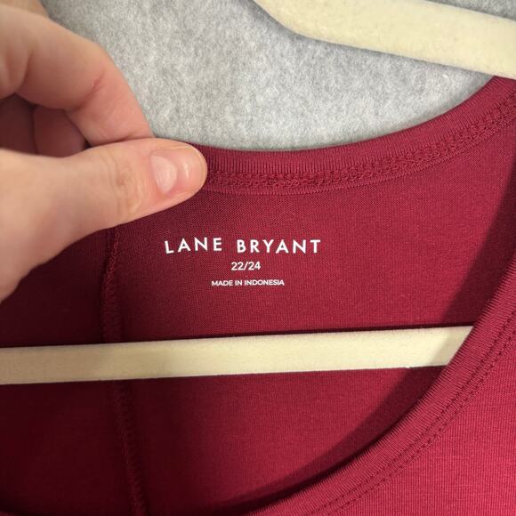Lane‎ Bryant Shirt 22 24 Burgundy Tunic Thin Soft Basic Everyday Stretch Moody - Picture 4 of 9